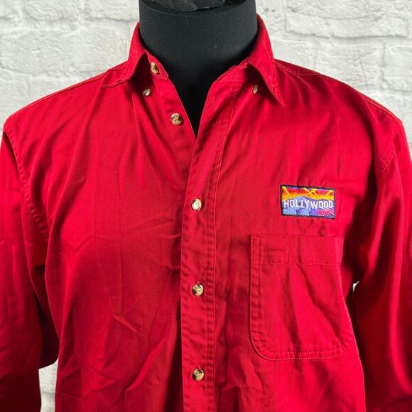 Vtg Hollywood Video Uniform Work Shirt Unisex Small Embroidered Red Long Sleeve - Picture 3 of 12